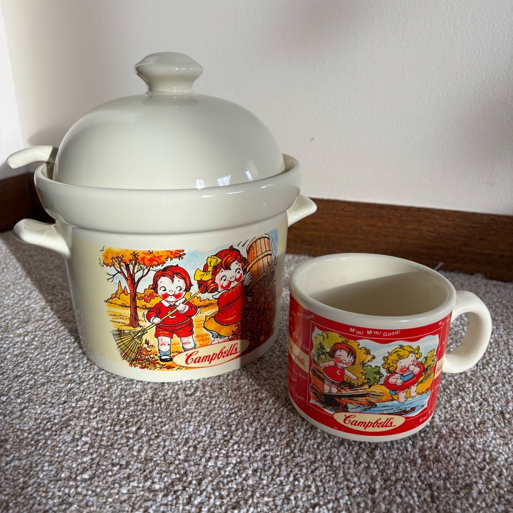 Campbells Kids Soup Tureen With Lid 1998 HH Houston Harvest Ceramic Spring Fall